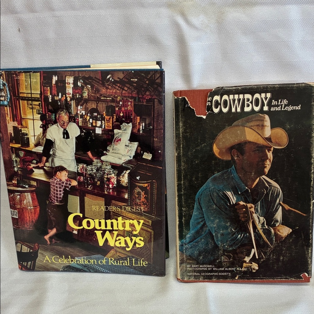 Set of 2 books : 
Reader’s Digest Country Ways 
Nat Geo Cowboy Life and Legend